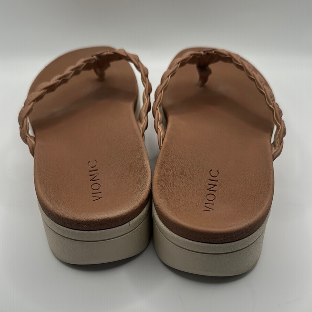 Vionic Sz 8 1/2  Kenji Tan Braided Platfirm Sandals Comfort Style - Picture 9 of 9